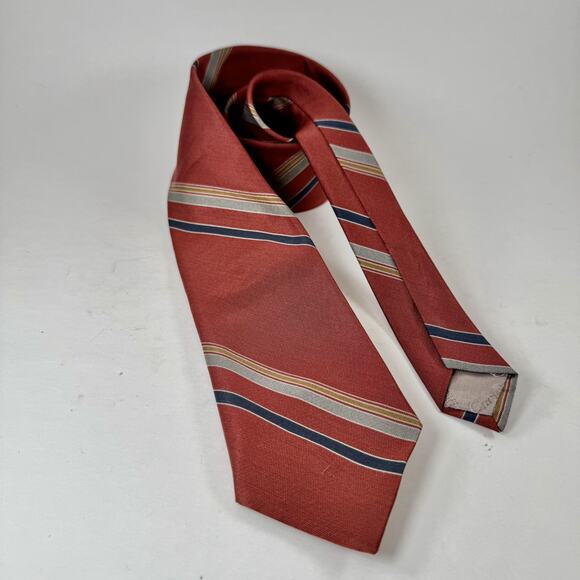 Vintage Christian Dior Neck Tie Red With Blue Stripes 90s - Picture 4 of 9